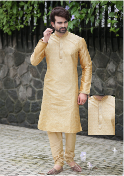 Gold Color Silk Kurta Set